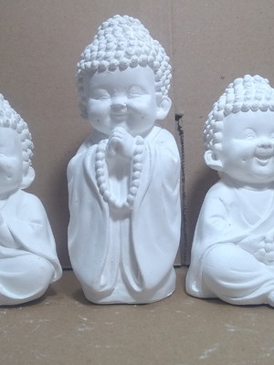 Imagem buda escultura trio de buda 3 peças em gesso cru