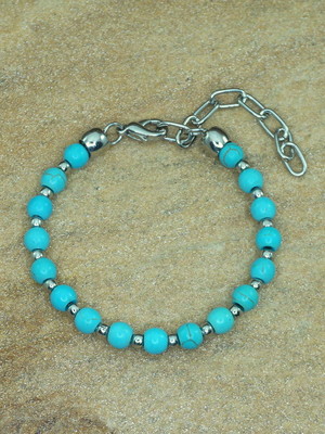 Pulseira de pedra turquesa prateada bijuterias pulseirismo