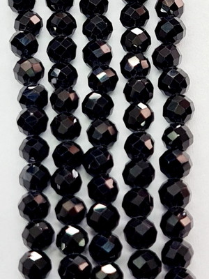 Conta pedra natural turmalina facetada 4mm/ fio
