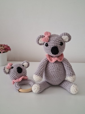 Kit coala amigurumi e mordedor