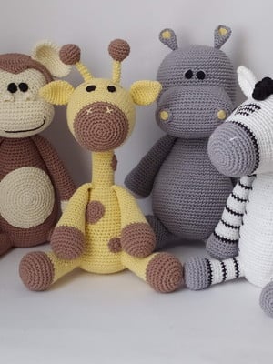 Kit safari amigurumi 30cm bichinhos crochê