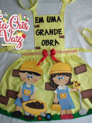 Avental personalizado tema em uma grande obra -amarelo claro