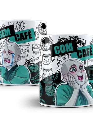 Caneca lorde voldemort com café e sem café porcelana