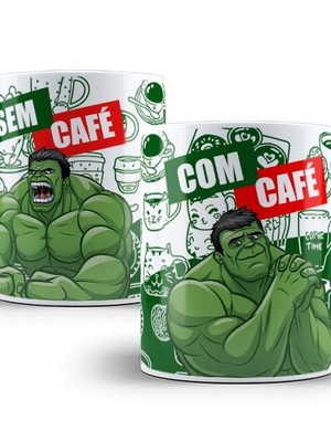 Caneca hulk com café e sem café porcelana