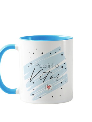 Caneca presente convite especial com nome padrinho batizado
