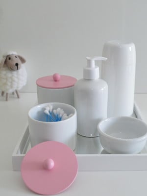Kit higiene porcelana bebê meninas rosê térmica 250ml k162