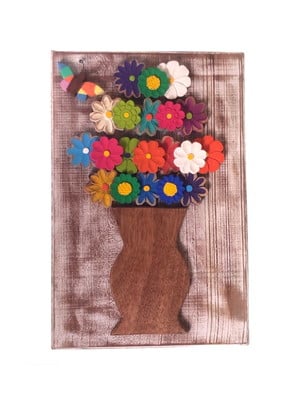 Quadro decorativo flores madeira 60cm grande varanda sala
