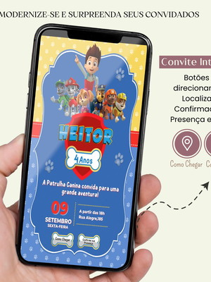 Convite patrulha canina digital interativo virtual