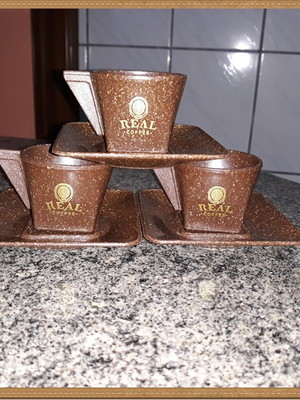 Xícara com pires green 50ml coco ou madeira - mod. 305g