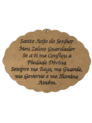 Placa nuvem oração santo anjo 15x11 - mdf madeira