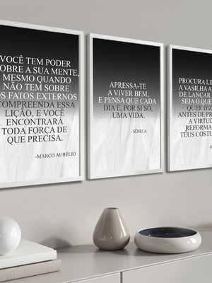 Quadros decorativos frases filosofia estoicismo com moldura