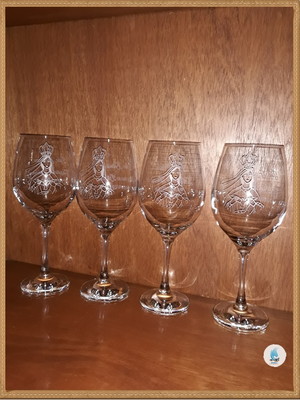 Taça de vidro para vinho 490ml jateada