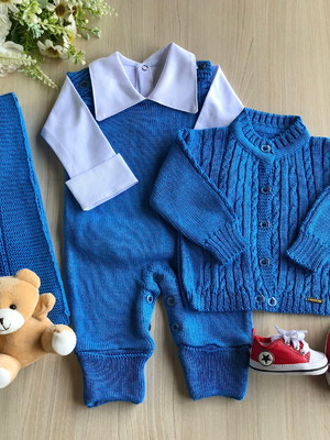Kit saída de maternidade menino com tênis vermelho 5 pçs