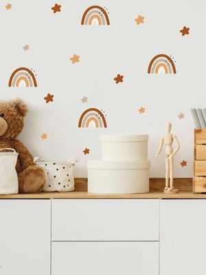 Adesivo de parede arco íris boho estrelinhas
