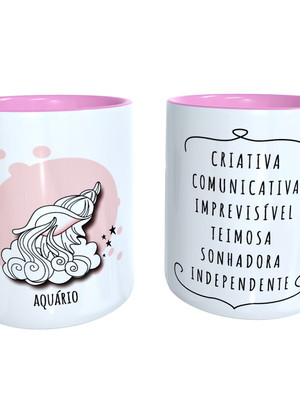 Caneca colorida com signo de aquário