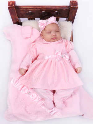 Saída de maternidade menina aconchego renda flores rosa