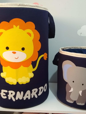 Cesto organizador leão e elefante