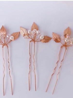 Trio de grampos zele - rose gold