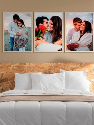 Trio quadros decorativos personalizados - casal