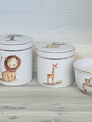 Kit higiene bebê safari ouro 4 peças