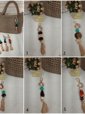 Chaveiro com pedras, tassel pingente chaveiro enfeite