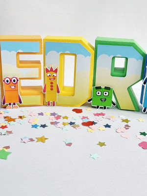 Letra ou numeros 3d classica numberblocks - 4 letras