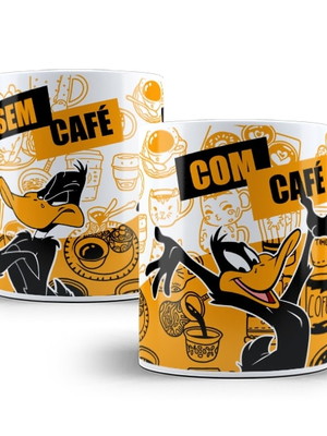 Caneca patolino com café e sem café porcelana