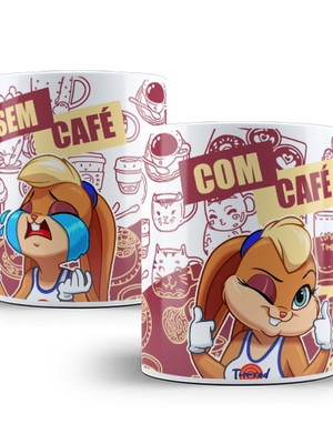 Caneca lola bunny com café e sem café porcelana