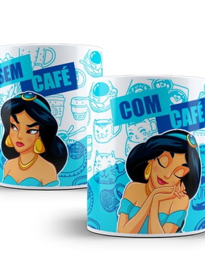 Caneca princesa jasmine com café e sem café porcelana