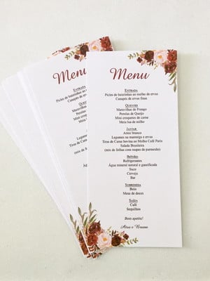 Promoção menu de mesa - floral marsala