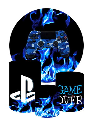 Kit capa painel redondo + trio de cilindro tema gamer game