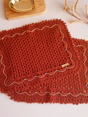 Souplast de crochê retangular marrom