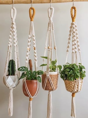 Suporte de plantas macramê suporte para vaso 1metro