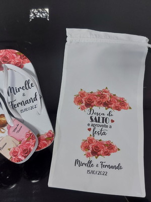 Kit personalizado para madrinha saquinho + chinelo