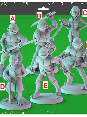 Miniatura tartarugas ninja tmnt decoração rpg e pintura d&d