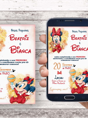 Convite virtual - minnie baby vermelha