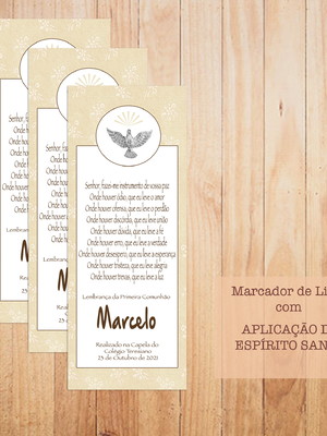 Marcador livro primeira comunhão com espírito santo