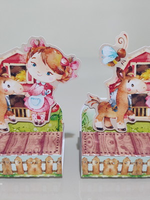 Porta bis duplo - fazendinha aquarelada