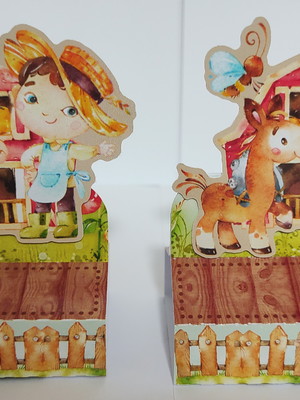 Porta bis duplo - fazendinha aquarelada