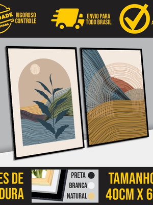 Composição de quadros abstrata paisagem com linhas coloridas