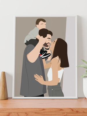 Ilustração digital personalizada família #016