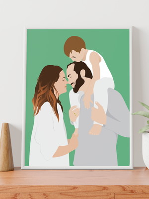 Ilustração digital personalizada família #018