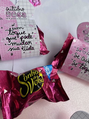 Porta bombom com bombom- outubro rosa