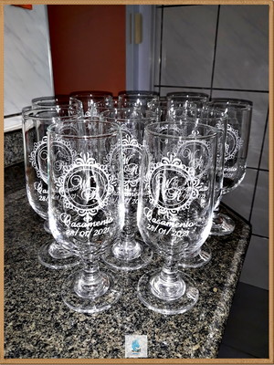 Taça de vidro para cerveja 300ml jateada