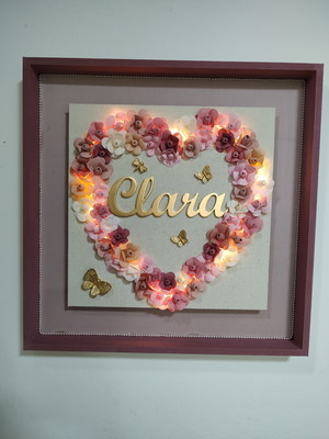 Quadro porta maternidade camélias com led