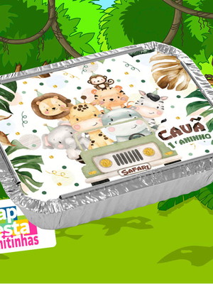 Marmitinha personalizada festa safari aquarela