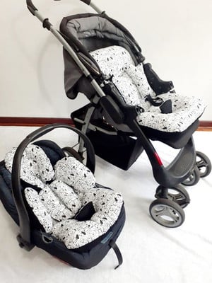 Kit colchonete carrinho e redutor bebê conforto