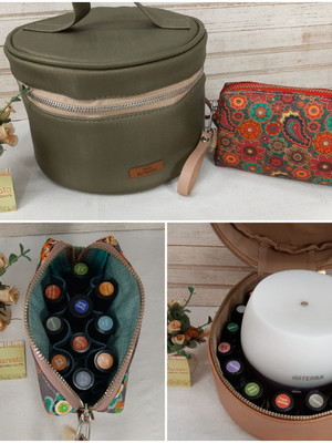 Kit bolsa para difusor pétala verde+1 necessaire estampas
