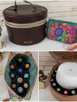 Kit bolsa para difusor pétala marrom+1 necessaire estampas