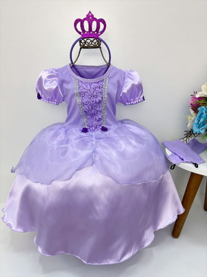 Kit princesa fantasia princesa sofia com tiara e luva luxo